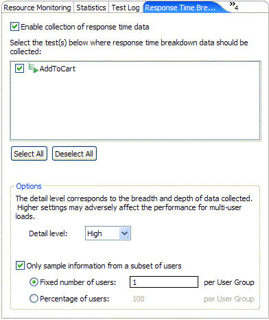 select tests for which to collect data