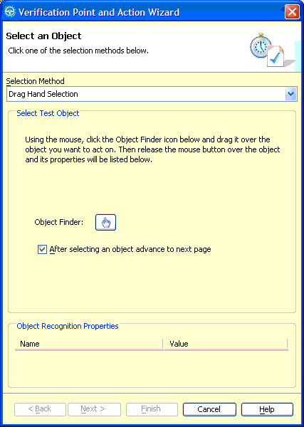 Figure 10. Verification Point and Action Wizard screen