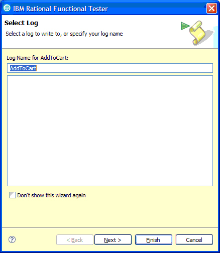 Figure 15. Select Log window