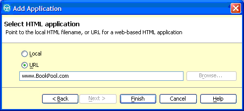 Figure 6. Add the URL in the Select HTML application view