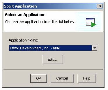 ͼ5�������¼�����й�������Start Application������Ӧ�ó��򣩰�ť����ʾStart Application������Ӧ�ó��򣩶Ի���