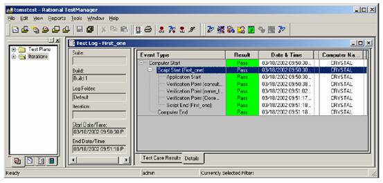 ͼ10��Rational Test Manager��ʾRobotJ ����ִ�еĽ��