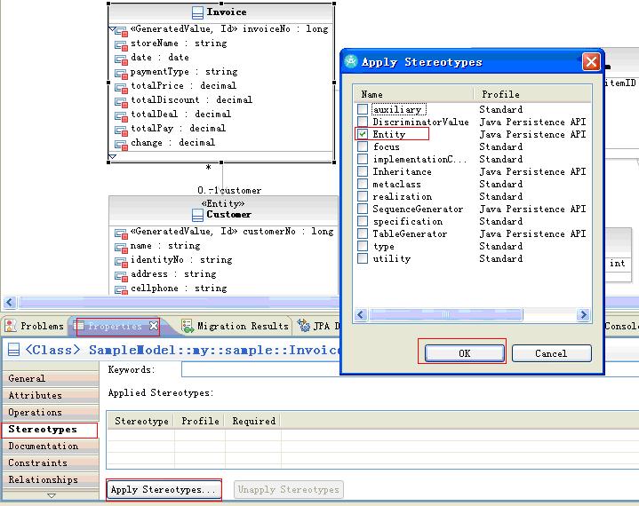 Ϊ UML Class Ӧ Entity stereotype