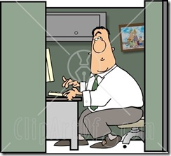 4473-Male-Computer-Programmer-Working-In-Typing-On-Computer-Keyboard-In-His-Cubicle-Clipart