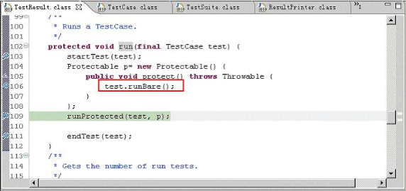 图 16. junit.framework.TestResult.run 函数代码