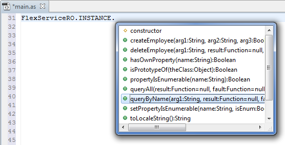 图 8. Flex Builder 的代码自动补全