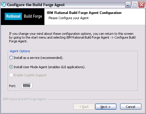 图 6. BuildForge 代理监听端口配置