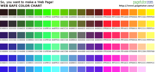 Web Safe Color Chart - screen shot.