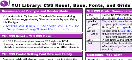 YUI Library: CSS Reset, Base, Fonts, and Grids - screen shot.