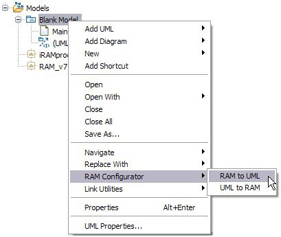 Blank Model > RAM Configurator > RAM to UML