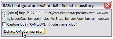 选定的 Extract RAM Configuration 按钮