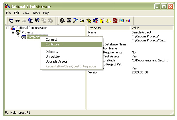 Configuring in Project Administrator