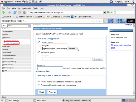 image of WebSphere Application Server Administration Console