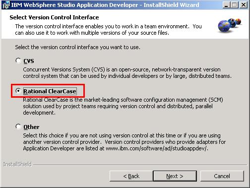 ʾѡе Rational ClearCase  InstallShield 򵼵ѡ汾ƽ洰ץ