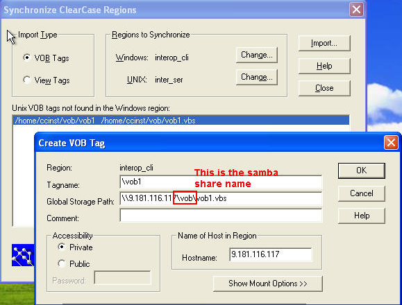 Fig4.5 在Windows ClearCase客户端引入VOB