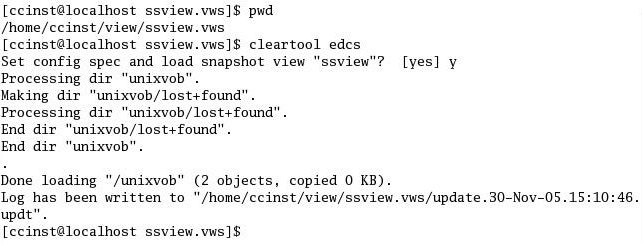 Fig5.6 编写静态视图的Config Spec并装载VOB