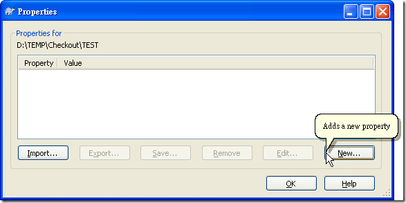 TortoiseSVN - Properties - Adds a new property