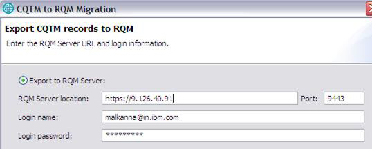 Export CQTM records to RQM Ի 