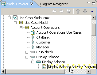 Opening the Display Balance Activity Diagram