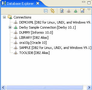 Rational Data Architect 中的 Database Explorer 视图