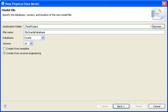 New Physical Data Model 向导