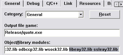  libeay32.lib  ssleay32.lib ӵ Link library modules