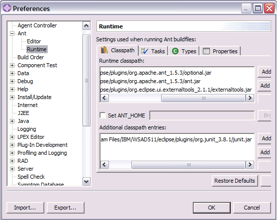 �� Ant �M�� WebSphere Studio �O��